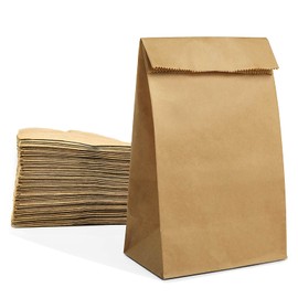 Paper Lunch Bags 50 Count Large Brown Lunch Bags Sacks 8lb Brown Paper Bulk Strong for Small Business