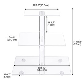 AMEITECH Cupcake Stand with Base, 3-Tier Square Acrylic Cupcake Display Stand, Dessert Tower, Pastry Stand, Premium Cupcake Holder for Wedding, Birthday, Theme Party, Clear