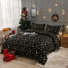 LAMEJOR Christmas Black Duvet Cover Set Queen Size Gold Metallic