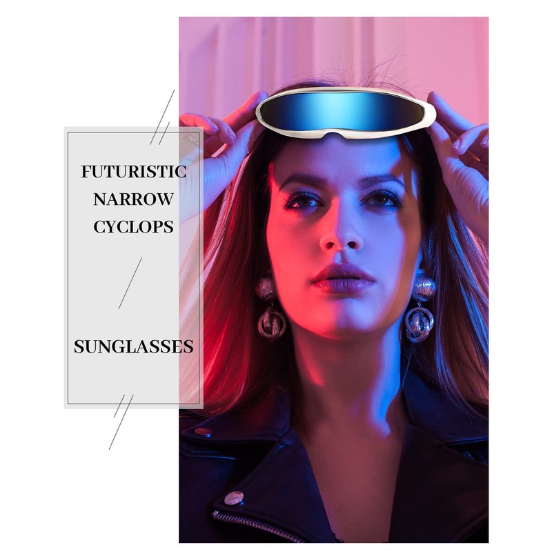 4 Pairs Futuristic Narrow Cyclops Sunglasses Robot Space Costume Color