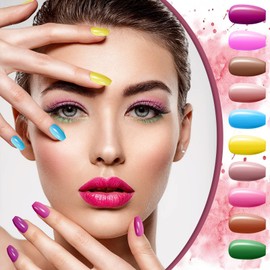 720 Pieces 30 Sets Medium Square False Nails Artificial Fake Nails Ballerina Coffin Press on Nails Solid Color Glossy Fake Nails Full Cover False Nails Tips for Women Girls DIY (Vivid Colors)