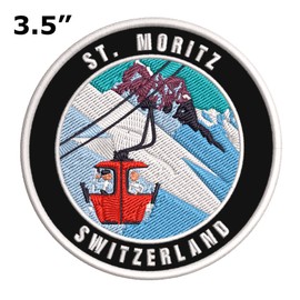St. Moritz, Switzerland Ski Restort Mountain Embroidered Premium Patch DIY Iron-on or Sew-on Decorative Badge Emblem Vacation Souvenir Travel Gear Clothes Appliques