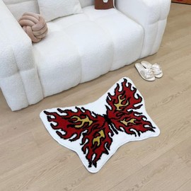 LAKEA Abstract Flame Butterfly Tufting Rug Antislip Carpet Mini Bathroom Mat for Girl Teen‘s Room Carpet House Decoration Bedside Rug (31.5 X 23.6 inch)