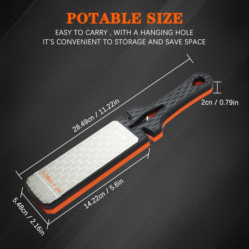 Diamond Sharpening Stone,400/1000 Grit Handheld Double-Sided Diamond Sharpener 5 in