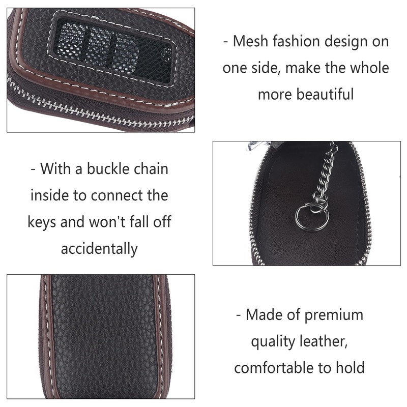 Car Key Fob Cover Case,Leather Car Key Holder with Mesh