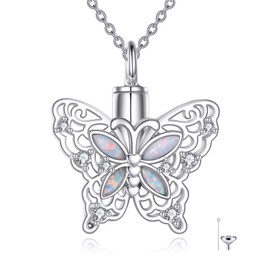 DAYLINLOVE Butterfly Urn Necklace 925 Sterling Silver Butterfly Cremation Pendant Memorial Jewellery Gift for Women