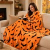 Black Bat Print Flannel Throw Blanket – Soft Lightweight Blanket