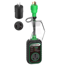 EyGde 15 Amp to 30 Amp RV Adapter with Surge Protector - Upgraded NEMA 5-15P Male to TT-30R Female Plug, 15A to 50A RV Circuit Analyzer Power Protection with Waterproof Cover for 30Amp Camper Trailer