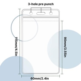 150 Pieces ID Card Name Badge Holder Clear Plastic Vertical Name Badge ID Card Holders Transparent Plastic PVC Vertical Sleeve Pouch for Office School Card Travel Waterproof
