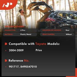 A-Premium Tailgate Handle Release Switch Compatible with Toyota Prius 2004 2005 2006 2007 2008 2009, Rear Side, with Smart Key, Without Rear Camera