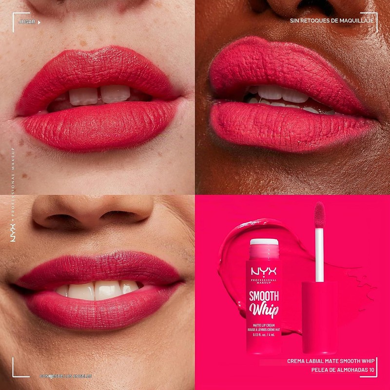 NYX Professional Makeup, Smooth Whip, Labial Mate, Tono Pillow Fight