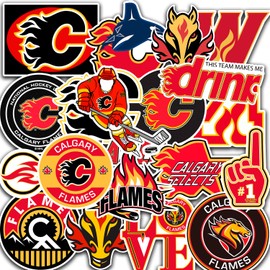 25 PCS Calgary American Hockey Flames Stickers for Water Bottle, Laptop, Bicycle, Computer, Motorcycle, Travel Case, Car Decal Decoration Sticker