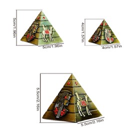 Guador Bronze Pyramid Model, 3pcs/Set Figure Model Egyptian Pyramid Statue Bronze Vintage Sculpture Office Ornament Souvenir Gift (Bronze Color)