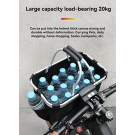 Bicycle Basket Scooter Folding Carry Shopping Basket for Electric Bikes - Waterproof Front Carrier with Easy Installation Suitable for Various Vehicles (Black,Fabric Handle,Without Outer Layer)