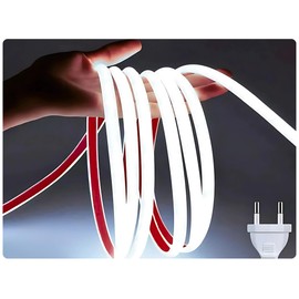 LED Strip COB 6500K Cool White 296LEDs/M (5M) 220V Direct EU Connection No Transformer IP65 Waterproof Indoor Outdoor Use Ceiling Living Room Kitchen Bathroom Office