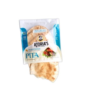 Atoria's Family Bakery, Traditional Pita Bread, Flatbread, 12 Oz. (8 Packs of 6 Sheets, 48 Sheets)