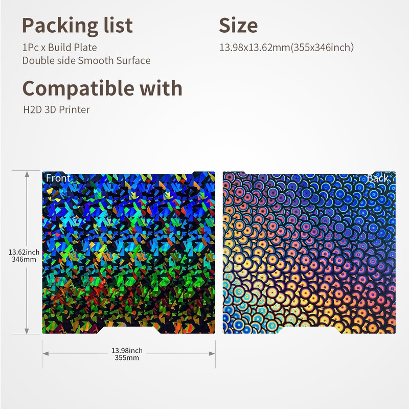 Double Sided Smooth H2D Build Plate 355x346MM for Bambu Lab