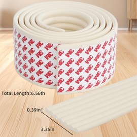PUSHUJIA W Shape Corner Protector for Baby,Soft Wide 6.56 ft,Baby Proofing Edge Corner Protector Self Adhesive Furniture Corner Guard Bumper for Table, Fireplace (Beige)