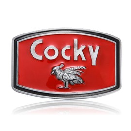 KOORASY Cocky Belt Buckle Animal Rooster Belt Buckles Men Women, Rectangle Western Booth's Cocky Belt Buckle Red Black