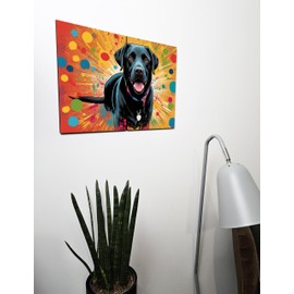 The Plum Penguin Labrador Retriever Pop Art Wall Decor - Dual A4 MDF Wooden Panels Canvas Alternative 40 x 30cm