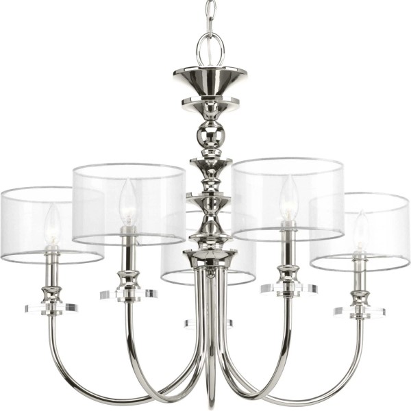 Progress Lighting P400049 Nickel Marche 5-Light 28"W Taper Candle Chandelier