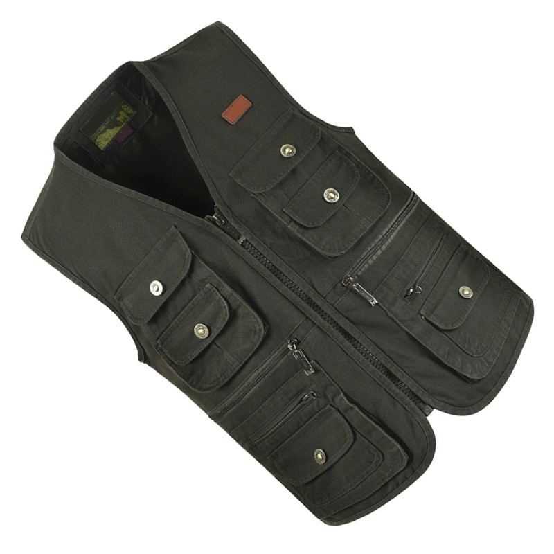 Cargo Vest, Soft and Breathable Multi-Pocket Cotton Camera Vest for