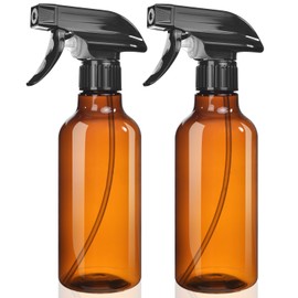 Uineko Spray Bottles 2-Pack, 10 Oz, Mist & Stream, Heavy Duty Spraying Empty Water Sprayer Bottle, BPA Free Plastic Refillable Containers for Cleaning Solutions, Plants, Hair, Essential Oils (Amber)