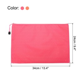PATIKIL Waterproof Zipper File Bags, 10 Pack A4 Document Holders Pencil Pouch for Office, Orange Pink