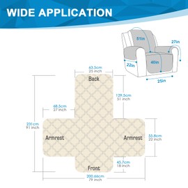 TAOCOCO Recliner Chair Covers,1 Seater Recliner Sofa Cover,Waterproof Recliner Sofa Protector,Anti Slip Armchair Covers,Recliner Protector for Pets,Reclining Sofa Covers with Pockets(Bluish Grey)