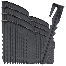 com-four® 200 x Ground Pegs for Fixing Robotic Lawnmower Cables, Plastic Ground Anchors with Barbed Hooks, Durable and UV-Resistant Ground Anchors for Outdoor Use, Ground Nails (200 Pieces, Black)