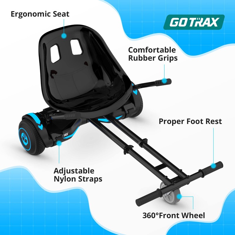 Gotrax Hoverboard Attachment with Rear Shock Absorption, Hoverboard Go Kart(BLA)