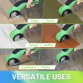 PHALANX Cordless Electric Scissors - 4V Cardboard Cutter with 2 Self-sharpening Cutter Blades, Rotary Cutter for Fabric Cutting, with Safety Lock