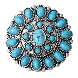 Jessica Simpson Womens Turquoise Stone Ring Size 8 - Oxidized Silver-Tone Statement Ring with Turquoise Stones, SILVER OX, No Gemstone