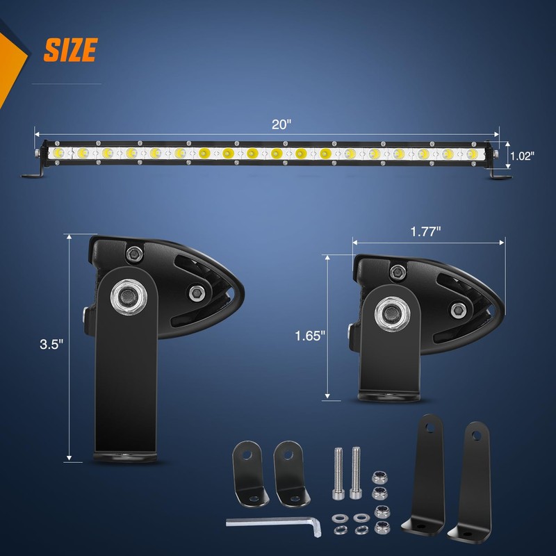 Nilight Single Row LED Light Bar Ultra-Slim Spot Flood Combo