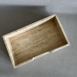 SAIDKOCC Natural Travertine Napkin Holder 9.8"x5.7"x2.4", Rectangle Guest Towel Dispenser for Bathroom Kitchen (Beige Travertine)