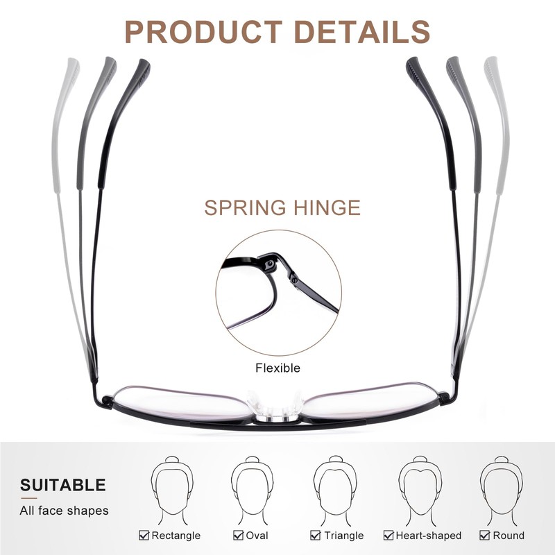 OuShiun Photochromic Progressive Reading Glasses for Men, No-Line Multifocal Readers