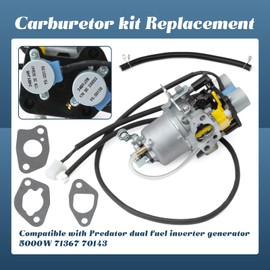 Huayi OEM Carburetor Compatible with Predator 5000 Watts Dual Fuel Inverter Generator 71367 70143 Carb Replacement with Gaskets Fuel Line