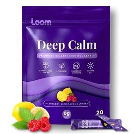 Loom Deep Calm Magnesium Powder Drink Mix – Stress, Sleep & Cortisol Support with Ashwagandha, L-Theanine, Vitamin D3 – Raspberry Lemonade, Gentle on Stomach, Not Overly Sweet (20 Servings)