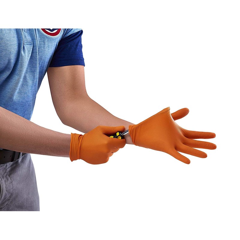 Venom Steel Orange Nitrile Gloves, 8 mil Thick, 100 Count,