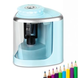 Sacapuntas Elctrico Porttil Automtico y Manual con Cuchillas Reemplazables y Pilas Adecuado para Bolgrafos y Lpices de Maquillaje (Azul)              