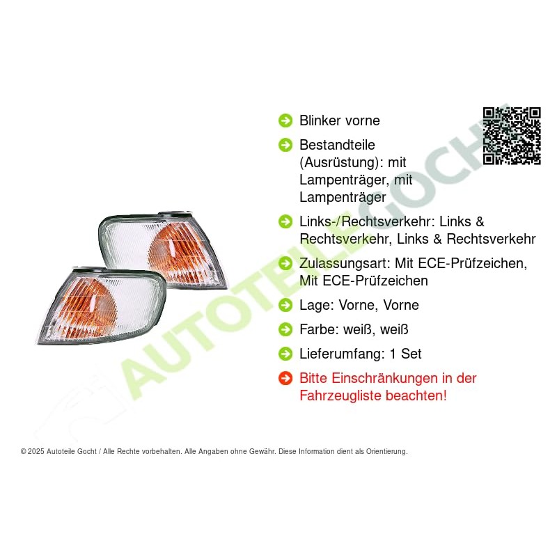 Indicator Indicator White Left for Nissan Almera Pulsar Sentra 1998-2000
