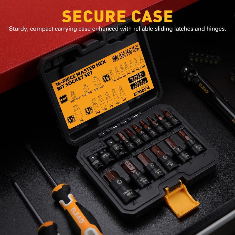 16-Piece Metric Hex Bit Socket Set - Premium S2 Steel