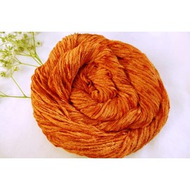 Fingering Weight Pumpkin Orange Rust 100% Rayon Chenille Yarn
