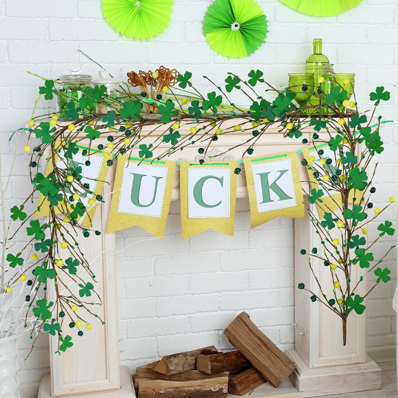 Winlyn 5.2 Ft Artificial St Patrick's Day Garland Lucky Shamrock