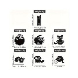 KGDUYC Black Cat Enamel Lapel Pins for Women and Girls, Cute Animal Enamel Brooch for Jackets, Playful Cat Enamel Brooch, Badge (7pcs)