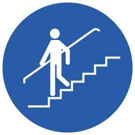 Please Use Handrail Stickers 9.5 cm Stair Railing Mandatory Sign Warning Sign Pack of 10