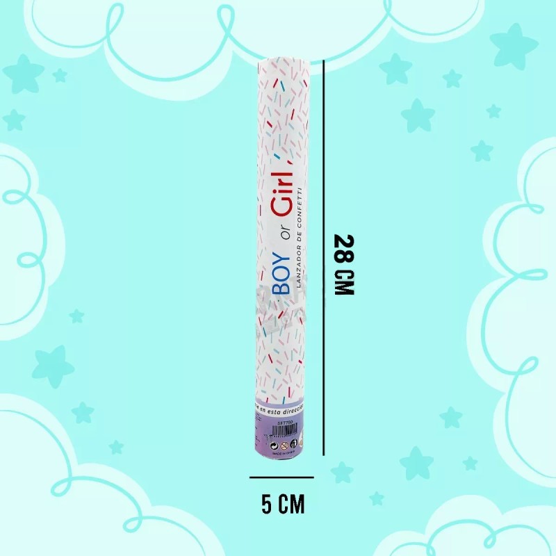 Satnam Bazuca De Confeti Chico 28cm. Revelación Género Azul O