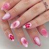 RUOKEXIN Medium Press on Nails Almond Fake Nails Pink Ombre