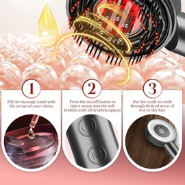 Comb Electric Head Massager, Red Light, Electric Massage Comb, Hair Brushes, Scalp Massager, 2-in-1 Electric Waterproof Oil Applicator, Scalp Massager, Scalp Comb
