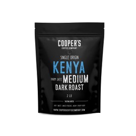 Kenya AA Medium-Dark Roast Coffee Beans, Single Origin Whole Bean or Ground Coffee, Gourmet Coffee - 2lb Bag